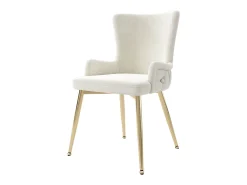 Juego de 2 sillas de comedor en terciopelo beige con respaldo tapizado y patas doradas, para sala y dormitorio