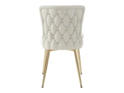 Juego de 2 sillas de comedor en terciopelo beige con respaldo tapizado y patas doradas, para sala y dormitorio
