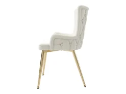 Juego de 2 sillas de comedor en terciopelo beige con respaldo tapizado y patas doradas, para sala y dormitorio
