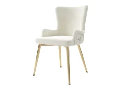 Juego de 4 sillas de comedor - terciopelo beige - con patas de metal dorado - para sala y comedor