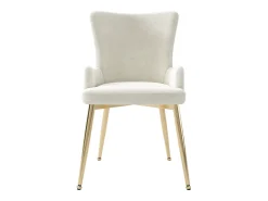 Juego de 4 sillas de comedor - terciopelo beige - con patas de metal dorado - para sala y comedor