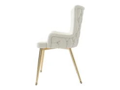 Juego de 4 sillas de comedor - terciopelo beige - con patas de metal dorado - para sala y comedor