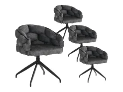 Juego de 4 sillas de comedor giratorias - 61 x 59 x 77,5 cm - Patas de terciopelo y metal - Gris