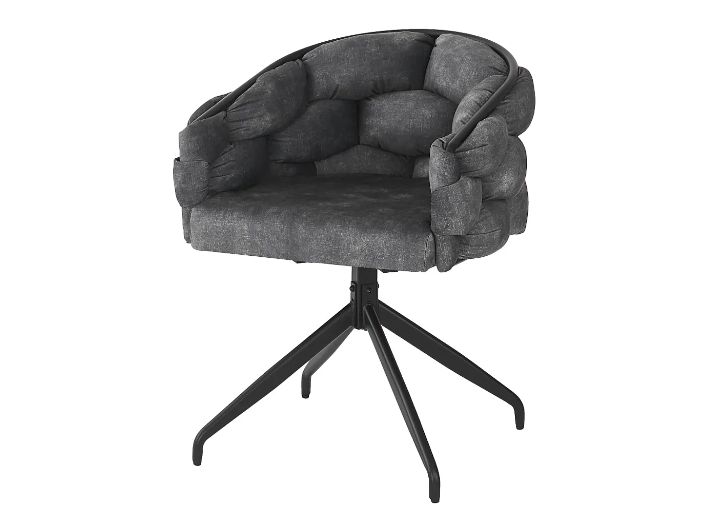 Juego de 4 sillas de comedor giratorias - 61 x 59 x 77,5 cm - Patas de terciopelo y metal - Gris
