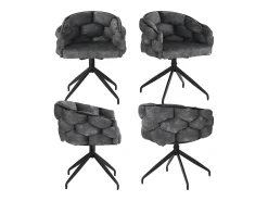 Juego de 4 sillas de comedor giratorias - 61 x 59 x 77,5 cm - Patas de terciopelo y metal - Gris