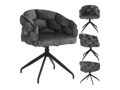 Juego de 4 sillas de comedor giratorias - 61 x 59 x 77,5 cm - Patas de terciopelo y metal - Gris