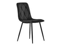 Juego de 4 sillas de comedor - Silla de comedor de terciopelo negro - Con patas y respaldo de metal
