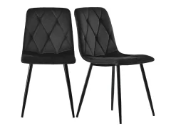 Juego de 4 sillas de comedor - Silla de comedor de terciopelo negro - Con patas y respaldo de metal