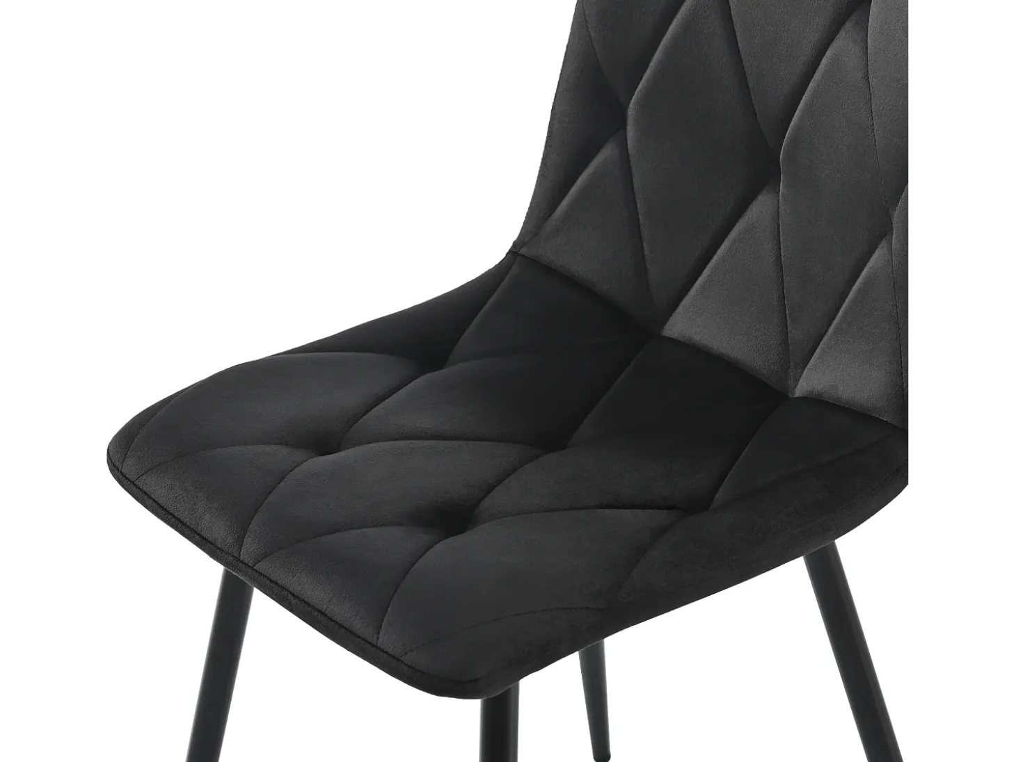 Juego de 4 sillas de comedor - Silla de comedor de terciopelo negro - Con patas y respaldo de metal