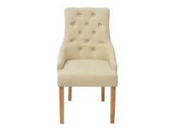 Juego de 2 Sillas de comedor tela color crema ES537432
