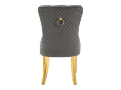 Juego de 2 sillas de comedor - terciopelo gris - Silla tapizada con ribete tachonado y patas de metal dorado