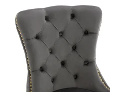 Juego de 2 sillas de comedor - terciopelo gris - Silla tapizada con ribete tachonado y patas de metal dorado