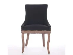 Juego de 2 sillas de comedor - patas de madera maciza con remaches de bronce, estampado de leopardo - chenilla