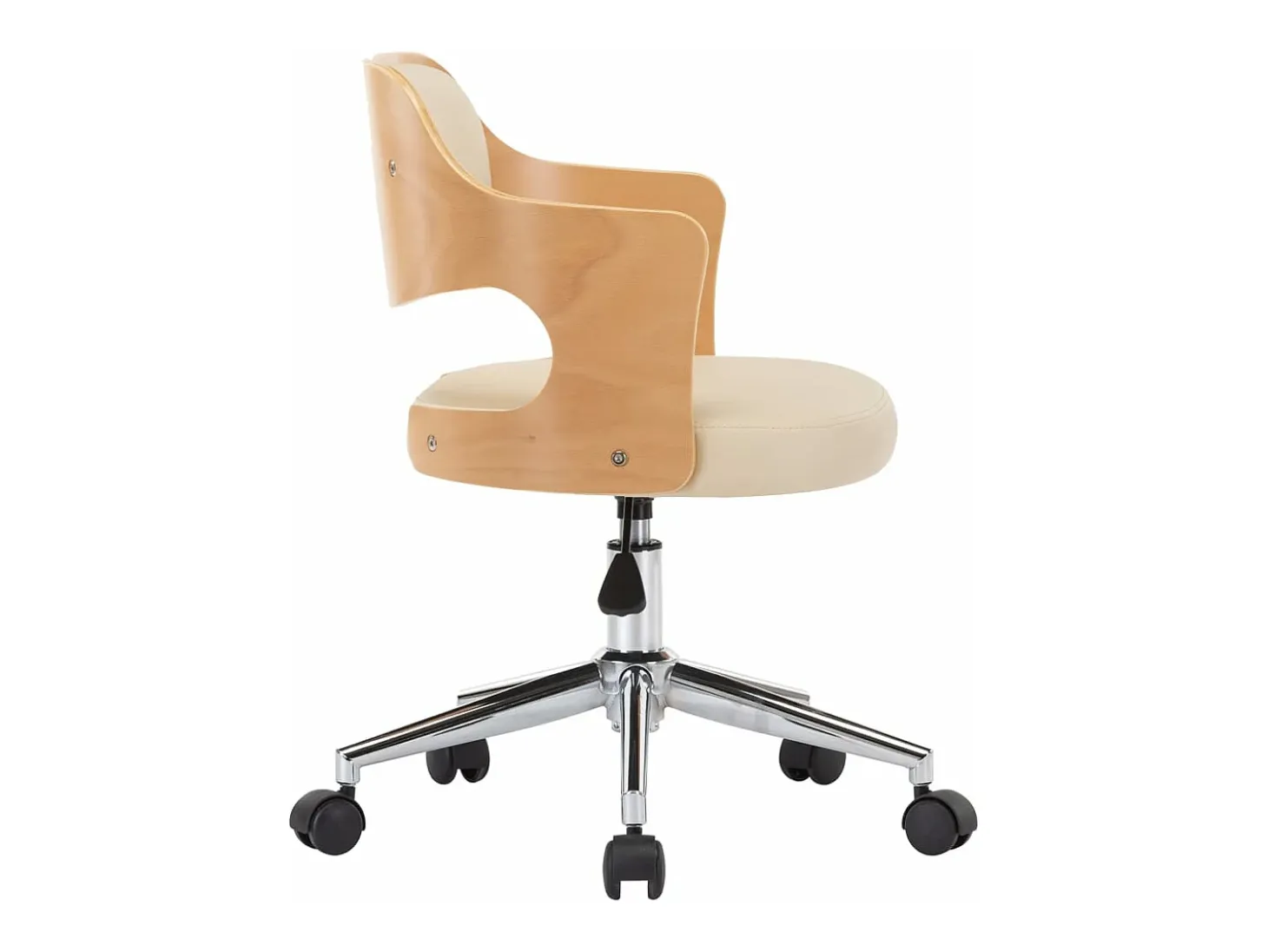 Juego de 2 Sillas de comedor giratorias madera curvada cuero crema ES259281