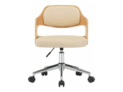 Juego de 2 Sillas de comedor giratorias madera curvada cuero crema ES259281