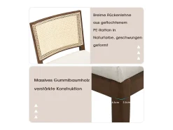 Juego de 2 sillas de comedor de madera maciza con respaldo de ratán - 48 x 61 x 78,5 cm - Estilo moderno - lino - marrón