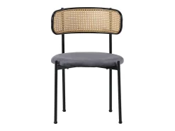 Juego de 2 sillas de comedor de terciopelo - 75 x 40 x 51 cm - con cuatro patas de metal - Silla de dormitorio de ratán - Gris