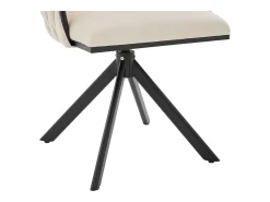 Juego de 2 sillas de comedor de altura regulable - Sillón giratorio con patas ajustables negras - Terciopelo marfil