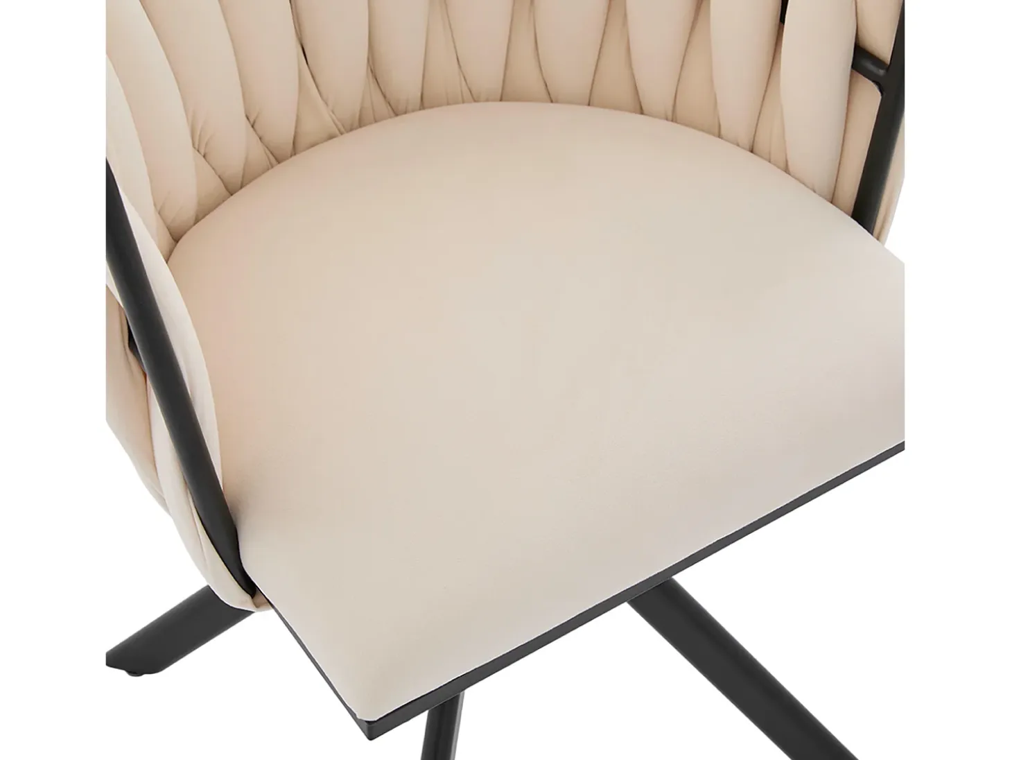 Juego de 2 sillas de comedor de altura regulable - Sillón giratorio con patas ajustables negras - Terciopelo marfil