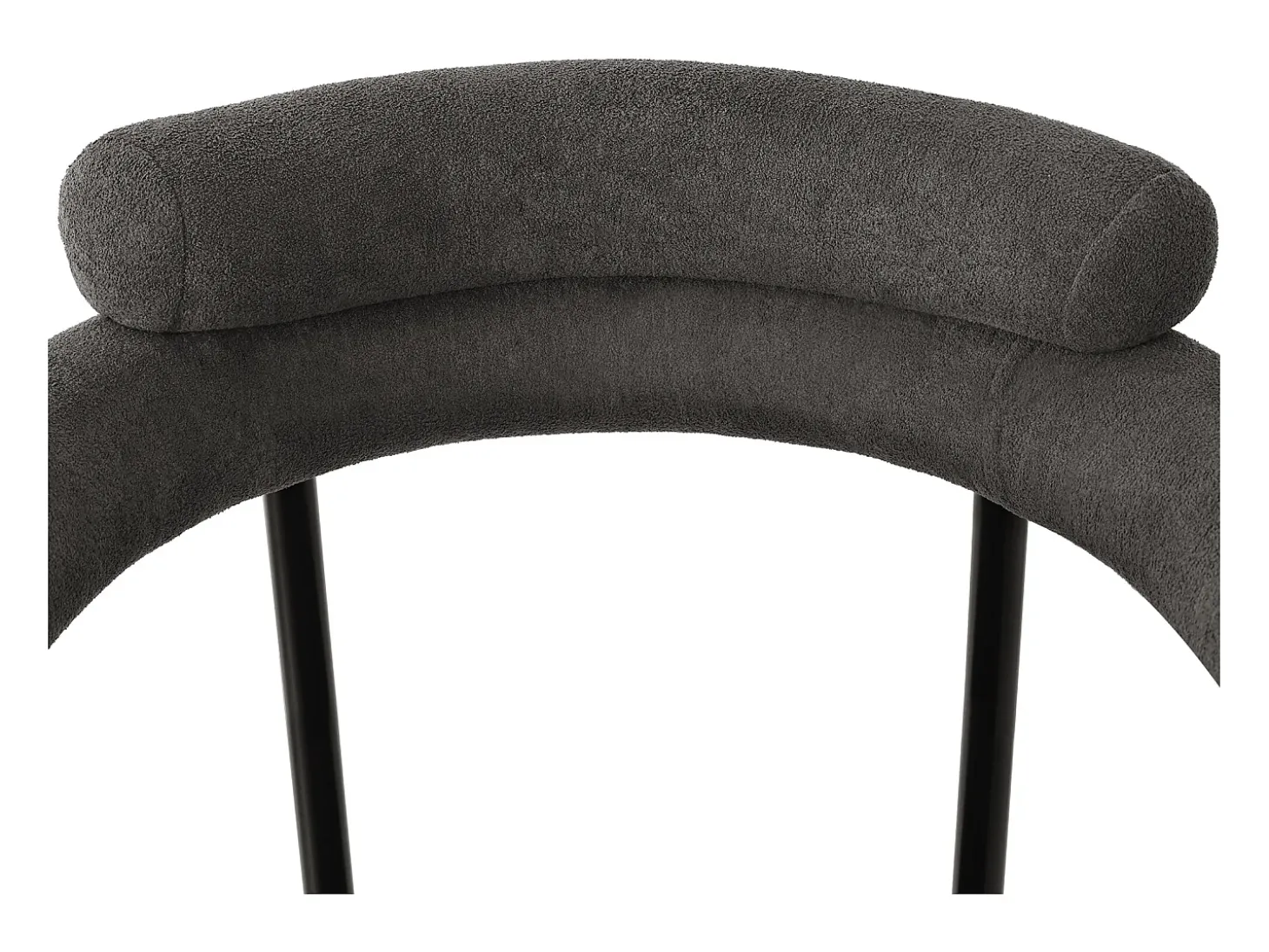 Juego de 2 sillas de comedor con respaldo en aro y reposabrazos - tejido de felpa gris oscuro
