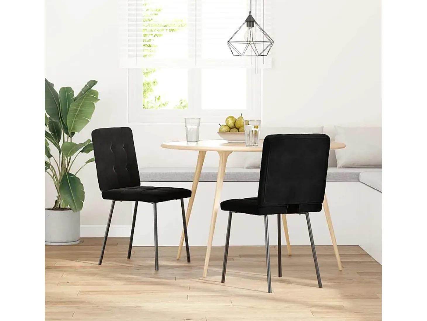 Juego de 2 sillas de comedor de terciopelo negro