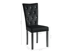 Juego de 2 sillas de comedor de terciopelo negro