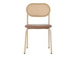 Juego de 4 sillas de comedor de ratán, polipiel (PU) y metal – marrón