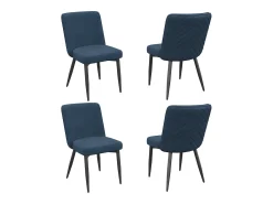 Juego de 4 sillas de comedor - 63 x 48 x 85 cm - para comedores/salones/cafeterías - Estilo moderno - terciopelo - azul oscuro