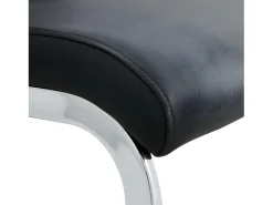 Juego de 4 sillas de comedor - piel sintética y respaldo de lino - negro