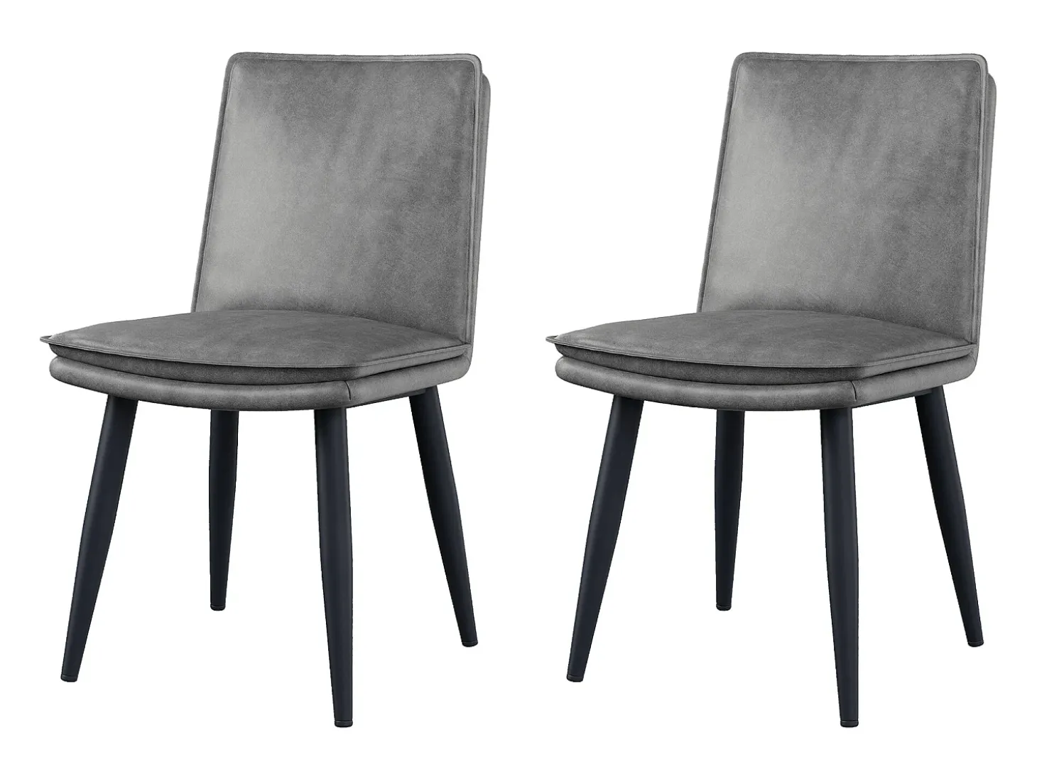 Juego de 2 sillas de comedor, PU gris, con asientos acolchados de doble capa - para comedores y salas de estar