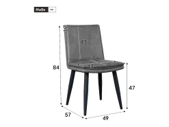 Juego de 2 sillas de comedor, PU gris, con asientos acolchados de doble capa - para comedores y salas de estar