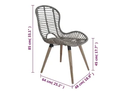 Juego de 2 sillas de comedor de ratán natural marrón