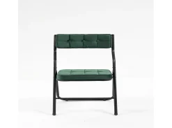 Juego de 2 sillas de comedor - Silla plegable con respaldo - terciopelo verde
