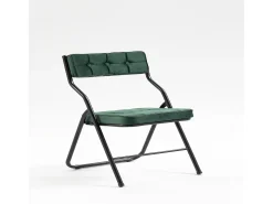 Juego de 2 sillas de comedor - Silla plegable con respaldo - terciopelo verde