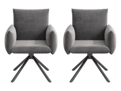 Juego de 2 sillas de comedor - 60 x 60 x 88 cm - sillas tapizadas - giratorias 360° - terciopelo - gris