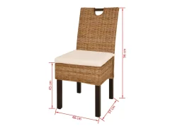 Juego de 2 Sillas de comedor ratán kubu y madera de mango ES668051