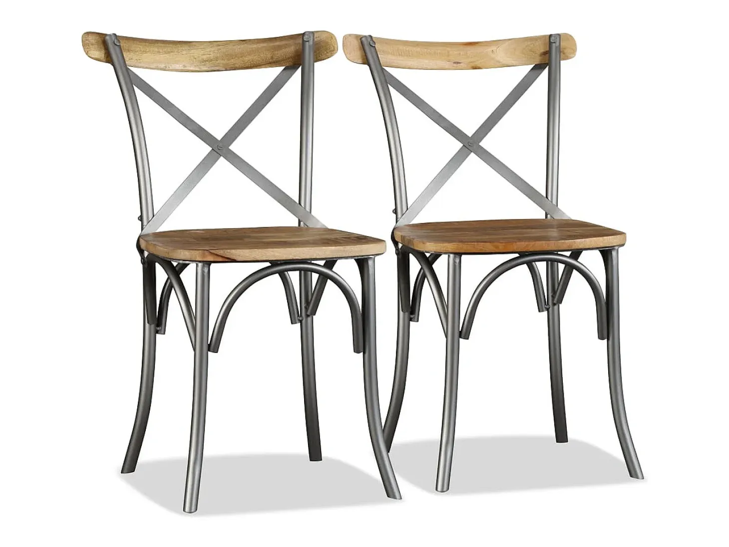 Juego de 4 sillas de comedor de madera maciza de mango y acero.