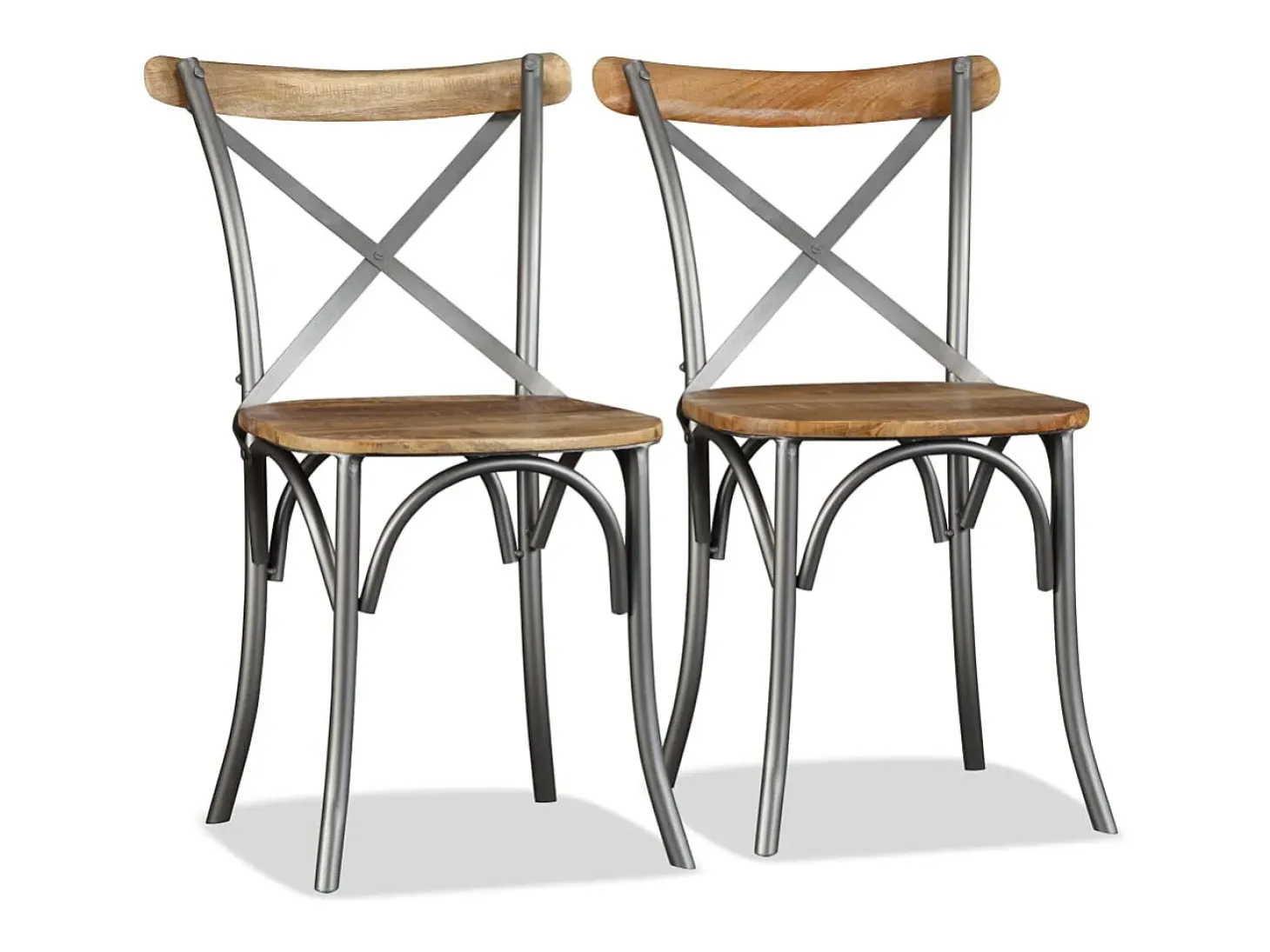 Juego de 4 sillas de comedor de madera maciza de mango y acero.