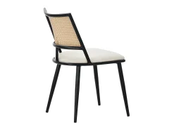 Juego de 4 sillas de comedor con cojín de piel sintética y respaldo de ratán PE - Negro