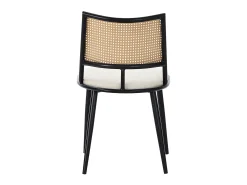Juego de 4 sillas de comedor con cojín de piel sintética y respaldo de ratán PE - Negro