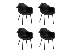 Juego de 4 sillas de comedor negras PP