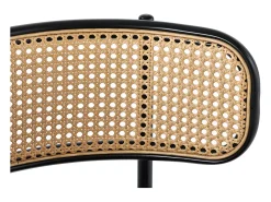 Juego de 4 sillas de comedor de terciopelo y ratán con patas de metal - Negro