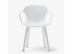Juego de 4 sillas de comedor con diseño contemporáneo Corto - Blanco