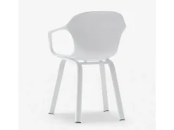 Juego de 4 sillas de comedor con diseño contemporáneo Corto - Blanco