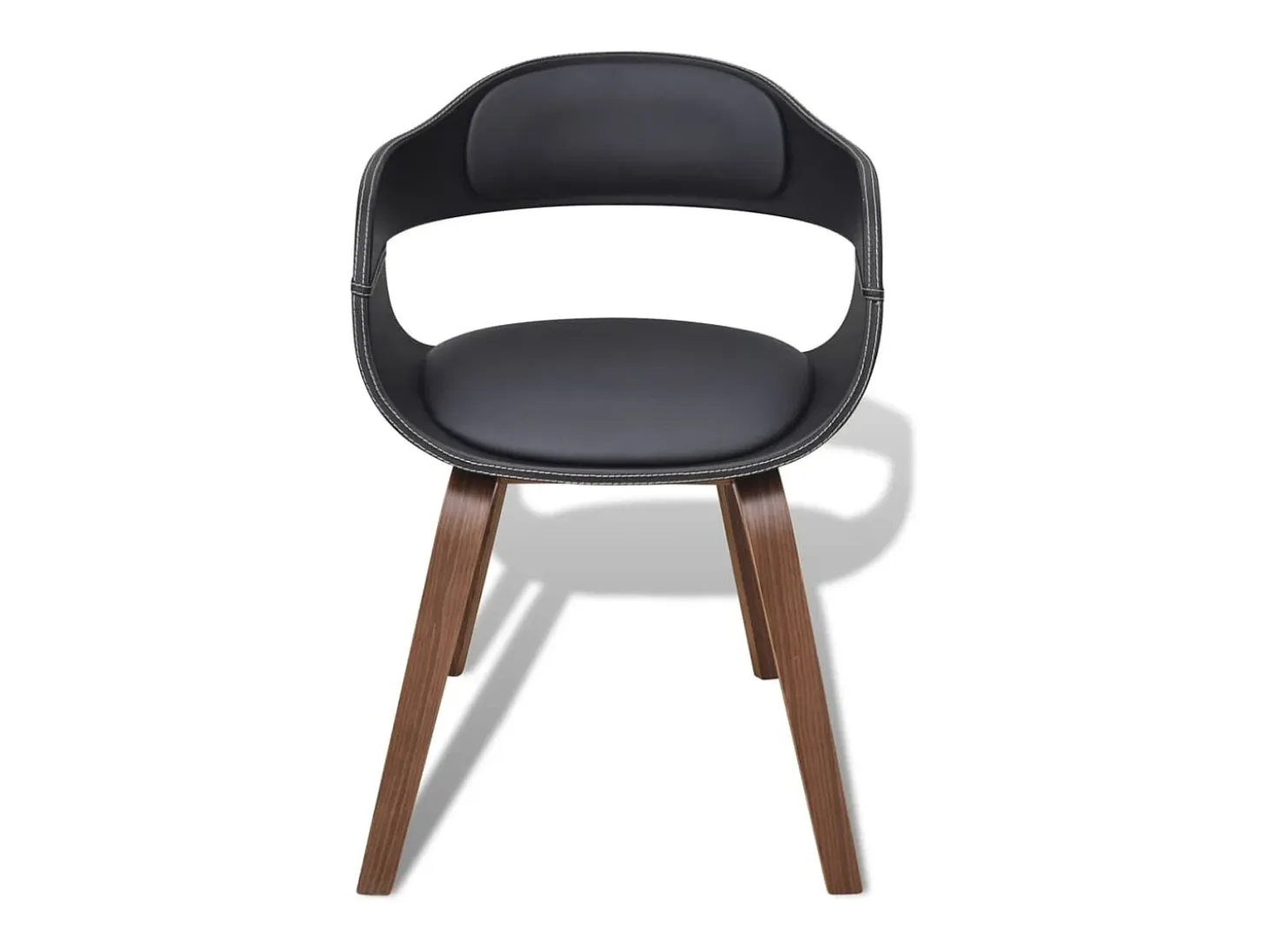 Juego de 2 sillas de comedor de madera curvada negra y piel sintética.