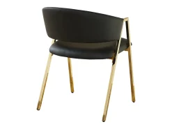 Juego de 2 sillas de comedor de PU negras con estructura de metal dorado