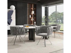 Juego de 6 sillas de comedor de terciopelo, silla giratoria de lujo para sala de estar y dormitorio con patas de metal (62 x 60 x 57 cm)