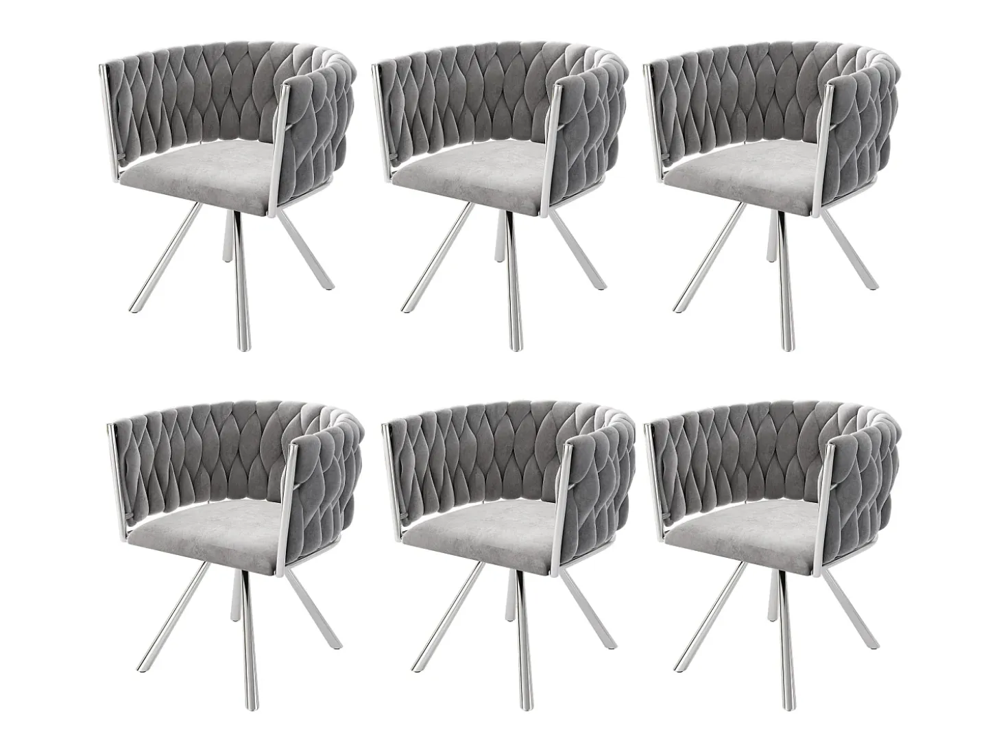 Juego de 6 sillas de comedor de terciopelo, silla giratoria de lujo para sala de estar y dormitorio con patas de metal (62 x 60 x 57 cm)