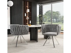 Juego de 6 sillas de comedor de terciopelo, silla giratoria de lujo para sala de estar y dormitorio con patas de metal (62 x 60 x 57 cm)