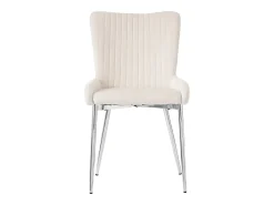 Juego de 4 sillas de comedor - terciopelo beige - con patas y respaldo plateados - para comedor y dormitorio